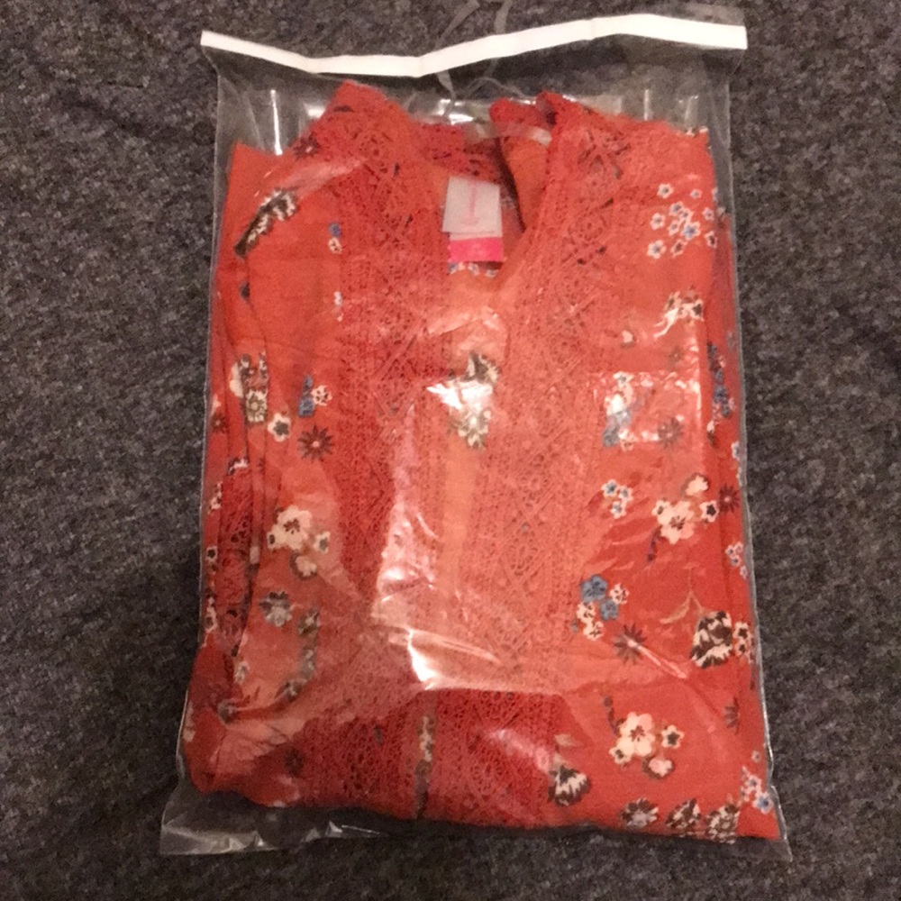 E) NOBO Floral Rust Colored Open-Front 
One-Piece Cardigan - Picture 11 of 11